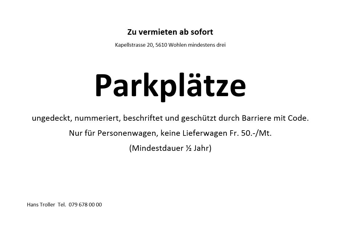 Bild 2: Parkplatz/Garage in 5610 Wohlen zu vermieten